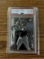 Front of 2020 Topps Chrome Luis Robert rookie card graded PSA Gem Mint 10 in protective case