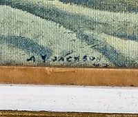 Close-up of artist signature 'A.Y. Jackson' on print bottom corner.