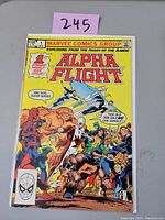 Front cover of the Alpha Flight #1 comic book showing Marvel Comics Group branding and colorful character artwork.
