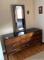 Front view of entire dresser and attached mirror