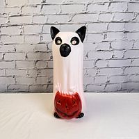 Front view of the Halloween ghost cat blow mold showing its face, ears, and jack-o'-lantern details.