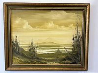 Frontal photo of the framed oil painting showing the entire artwork and frame