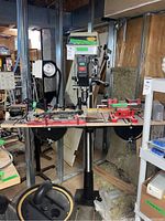 Overall view of Delta floor stand drill press with accessories