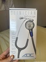 Boxed Clinician stethoscope with product branding and model shown on front of box