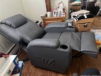 Chair shown fully reclined with footrest extended