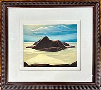 Front view of framed print "Pic Island" by Lawren S. Harris showing the artwork and decorative molding on the frame.