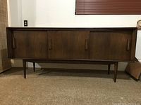 Front and overall view of the teak veneer buffet sideboard