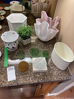 Overview of all lot items displayed on countertop