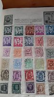 Page from the stamp album showing assorted stamps of Belgium with various denominations and cancellations