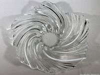 Top-down view of the 12-inch crystal clear swirl glass bowl showing the full swirl design and smooth finish.