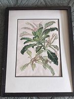Framed botanical artwork titled "Gloxinea" by Heather Cragg, showing the full framed piece with loose mat and artwork inside the frame.