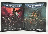 Front covers of both Warhammer 40,000 codex books - Genestealer Cults and Adeptus Mechanicus.
