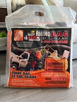 Photo showing the RhinoBag brand and packaging details including size and capacity.