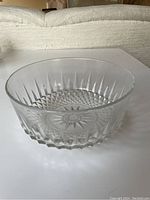 Clear glass large serving bowl with starburst pattern, 8 inches diameter