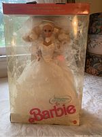 Full front view of the Barbie Wedding Fantasy doll in original box displaying the doll in wedding dress.