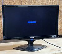 Front view of the ViewSonic 21.5 inch monitor powered on showing "No Signal" message.
