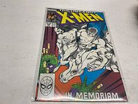 Photo of the front cover of The Uncanny X-Men #228 comic book in protective sleeve.
