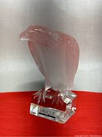 Right side view of frosted and clear crystal eagle sculpture