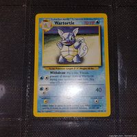 Clear photo of the front of the Wartortle Pokemon card, showing character art, HP, moves, and card details.