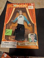 Front view of Justin Timberlake NSYNC marionette doll in original packaging, with clear view of doll and box graphics.