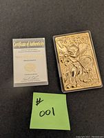 Pokemon Mewtwo gold plated trading card with certificate of authenticity numbered 001