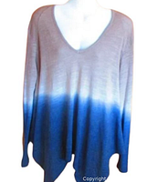Front view of Young Fabulous & Broke Gabby ombre knit top showing V-neck, ombre taupe to navy colors.
