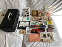 Full lot including box, stamps, ink pads, embossing powders, stamp scrubber, and paper.