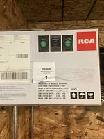 Box of RCA CD audio system showing product image and labels