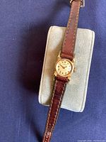 Watch on grey display pillow against blue background showing overall appearance