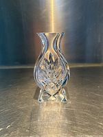Full view of Waterford crystal vase showing front cut pattern and shape