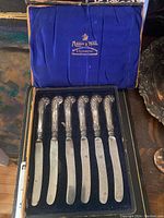 Open presentation case with six knives in fitted slots