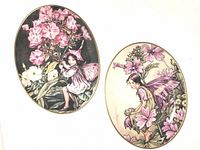 Two oval Royal Worcester Flower Fairy plates with detailed fairy and floral illustrations intended for wall hanging.