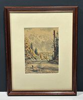 Full view of the framed watercolour painting