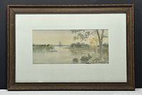 Full view of framed watercolour showing entire painting and frame.