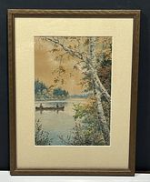 Full view of framed watercolour under mat and glass