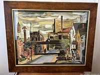 Full front view of framed gouache painting showing composition and frame