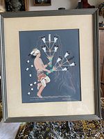 Full view of framed 'Navajo Feather Dancer' print showing the entire frame, matting, and artwork.
