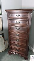Full front view of the lingerie chest showing all seven drawers and overall profile