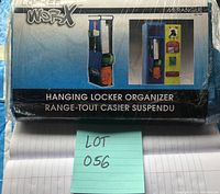 Front view of locker hanging organizer packaging showing product image and brand