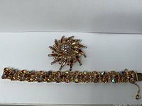 Full lot view showing bracelet and brooch on white background