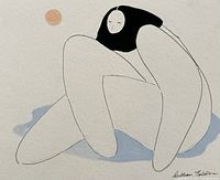 Close-up of the print showing the Indigenous styled figure with Estes face style