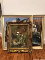 Overview of all three framed oil paintings showing their size and frame styles.
