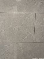 Close-up image of porcelain tile showing stone-like textured pattern in light gray color.