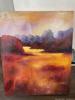 Original landscape painting with warm tones and signed by David Vasquez