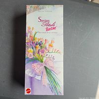 Box front showing the Special Edition Spring Petals Barbie Second in a series with floral design and Mattel logo.