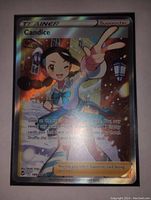 Full view of the Candice full art holo foil Pokémon Trainer Supporter card showing the artwork and text clearly.