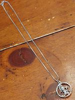 Full length view of 7-inch vintage boxlink chain with pendant.