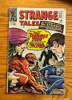 Front cover of Strange Tales #129 comic book showing The Terrible Trio characters, printed price 12¢, Marvel Comics logo.