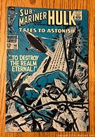 Front cover of Tales to Astonish #98 comic book featuring Sub-Mariner and Hulk with dramatic blue tone action scene.