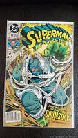 Front cover photo of Superman The Man of Steel #18 comic book featuring the first appearance of Doomsday in dynamic comic style artwork.